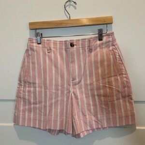 Banana Republic High Rise Striped Shorts Womens Pink‎ White 4 Preppy Feminine